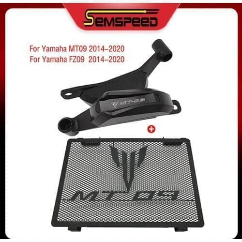 SEMSPEED Motorcycle Radiator Grille Guard Frame Slider Engine Cover Falling Protection For Yamaha MT-09 FZ-09 FJ-09 Tracer 900