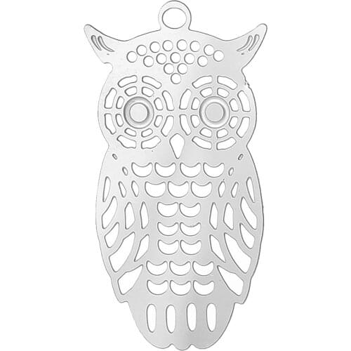 DoreenBeads Stainless Steel Charm Pendants Owl silver color Enamel 28mm(1 1/8") x 15mm( 5/8"), 3 Pieces Hot new