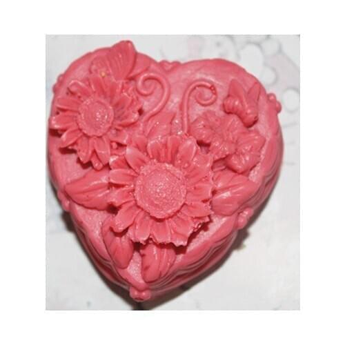 Silicone soap mold C308 chrysanthemum heart shape fondant cake chocolate clay mould wholesale mould tools