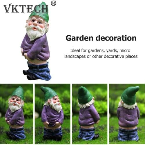 Fairy Garden Tiny Gnomes Statue Garden Courtyard Ornaments Fairy Resin Micro Landscape Outdoor Miniature Resin Figurine Ornament