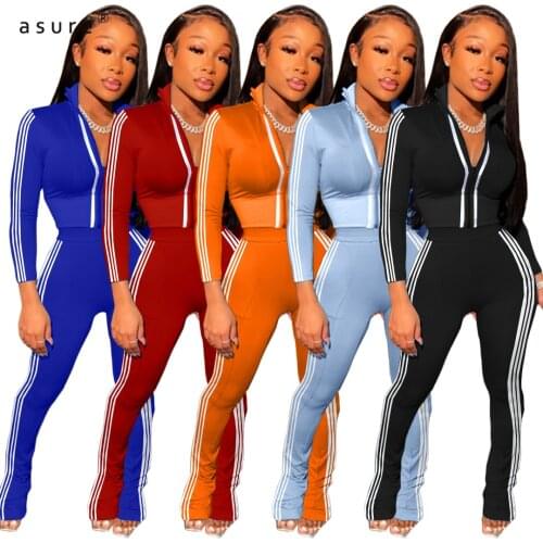 Tracksuit Women Sexy Club Outfit Jogging Full Female Sportswear Office Suit Crop Top And Pant Two Piece Set Home Clothes AC8237
