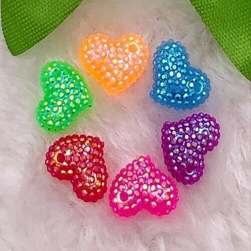 60pcs 12mm AB Heart Resin Rhinestone Scrapbook Wedding DIY Crafts