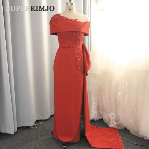 SuperKimJo Red Evening Dresses Long Robe De Soiree Lace Applique Beaded Mermaid Elegant Evening Gown Vestidos De Festa