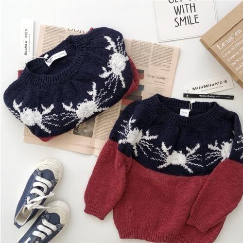 Tonytaobaby New Style for Autumn and Winter Cute Boys and Girls Crab Sweater Childrens Thin Sweater
