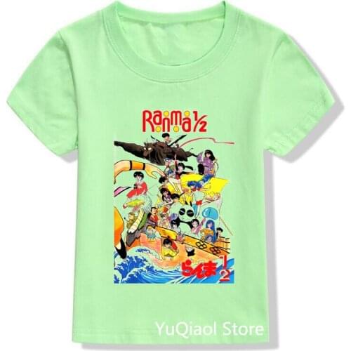 High Quality ChildrenS Anime Cartoon Ranma 1/2 Tshirt Baby Boys Clothes Urusei Yatsura T-Shirt Summer Green Tshirts for Girls