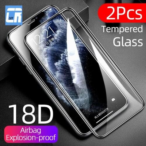 2Pcs 18D Full Tempered Glass For iPhone SE 2 X XR XS MAX Screen Protector For iPhone 11 12 Pro Max 8 7 6 Plus Airbag Proof Glass