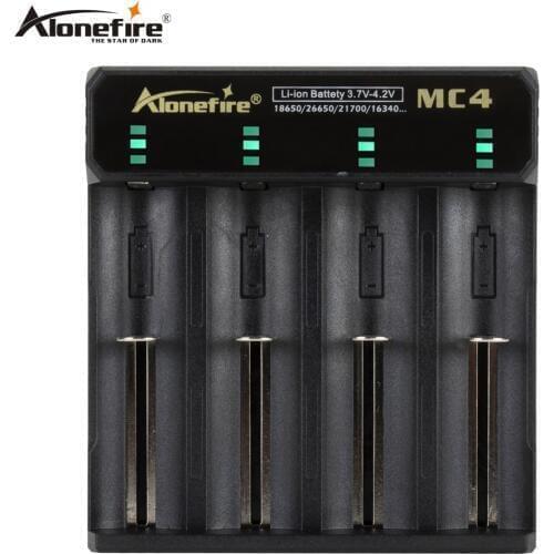 Alonefire MC4 3.7V 18650 Intelligent Battery Charger Li-ion Battery 4.2V Four Slot with short circuit protection Flashlight batt