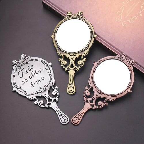 Retro Handheld Mirrors Makeup Mirror Hollow Cosmetic Compact Mirror for Women