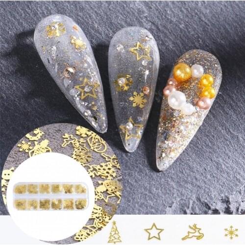 Fashion 1 Box Multiple Styles Nail Studs Decor Portable Nail Decor Christmas Style Holiday Gift
