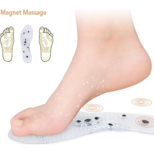 1 Pair/ 2pcs Magnetic Therapy Magnet Massage Insoles Transparent Silicone Shoe Pad Health Anti-Fatigue 8 Magnets Therapy