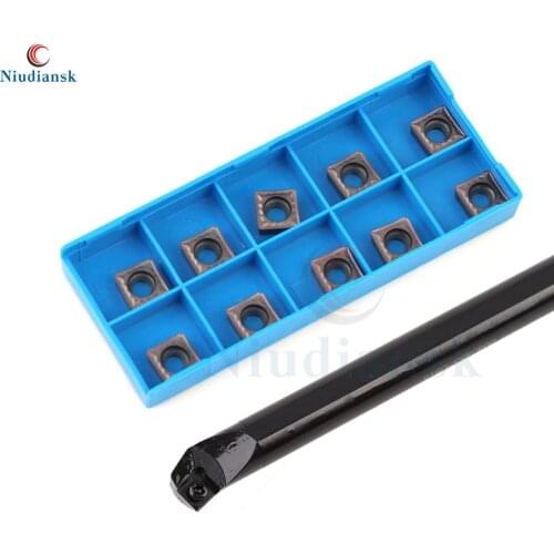10pcs SCMT09T3 Carbide Inserts 1pc S12M S16Q-SSKCR09 Inner Hole Turning Tool Holder S20R-SSKCR09 S25S-SSKCR09 CNC Lathe Tool Set