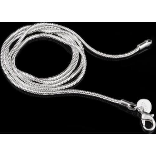 2mm (16" 18" 20" 22" 24inch) Plated Snake Chain Lobster Clasp Necklace Jewelry Findings Retail Wholesale