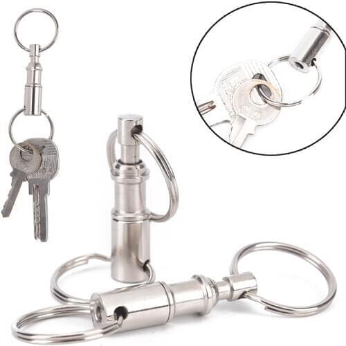 2pcs Outdoor Dual Detachable Pull Apart Quick Release Keychain Key Rings Keyfob Split Snap Lock Holder Steel Removable Key Chain