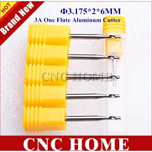 5pcs 3.175*2.0*6MM Single Flute Milling cutters for Aluminum CNC Tools Solid K66 Carbide, aluminum composite panels router bits