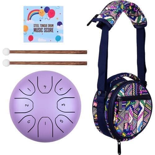 Ammoon Steel Tongue Drum Tank Drum Percussion Instrument 5.5 Inches 8 Notes C Key with Drumsticks Carry Bag for Music Beginners