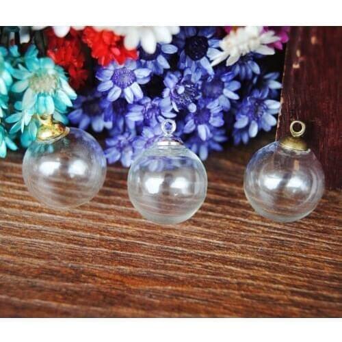 Free ship!!!100sets/lot 18*5mm(opening) glass globe bubble & 8mm cap ring set DIY Glass bottle vial pendant