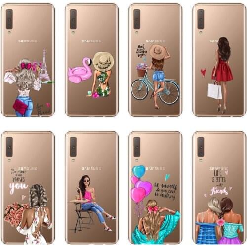 Fashion Black Girl Back Cover For Samsung Galaxy A6 A8 Plus 2018 A5 A7 Soft Silicone Phone Case For Samsung A3 A5 A7 2016 2017