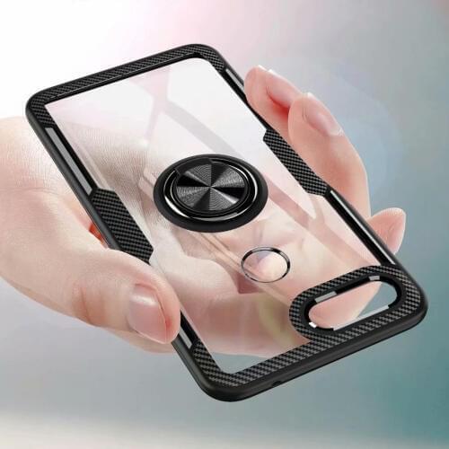 For Xiaomi Mi 8 Lite Case With Ring Stand Magnet Transparent shockproof Protective Back Cover case for xiaomi mi8 lite shell