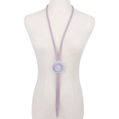 JID New Multilayer Long Neck Chain Chic Purple Women Necklace Punk Style Pendant Necklace Body Jewelry Natural Decorations Boho