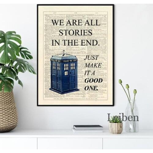 Classic TV Show Dr Who Minimalist Canvas Painting Wall Art Prints We Are All Stories In The End Poster Nordic Modern Home Decor