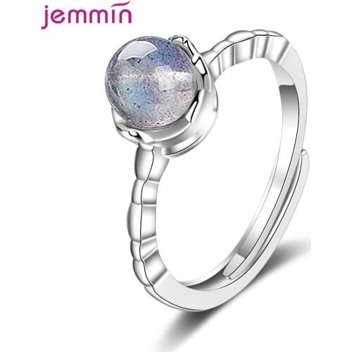 Korean Trend Simple 925 Sterling Silver Crystal Adjustable Rings For Women Finger Ring Bagues Pour Femme Jewelry New Design