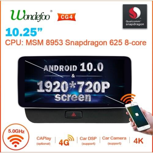 Snapdragon car RADIO Android 10 For Audi Q5 2009-2016 navigation multimedia player auto audio car stereo screen gps no 2DIN DVD