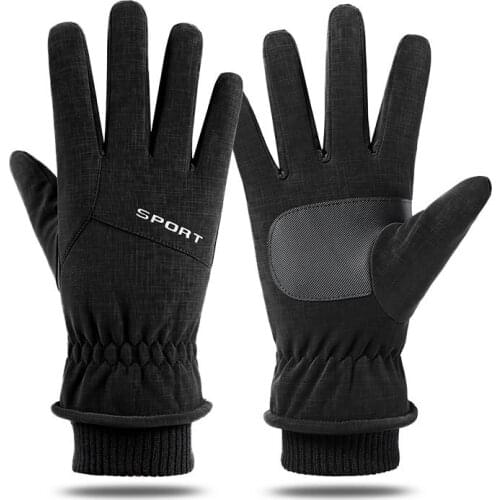 Men Winter Outdoor Sport Fitness Silicone Non Slip Cycling Glove Plush Thick Stretch Knit Cuffs Warm Touch Screen Ski Mitten F28