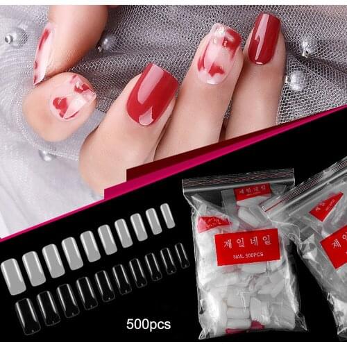 100/500Pcs False Nails Art Patch Ultra-thin Seamless Detachable Wearable Transparent Fully Pasted Extended Fake Nail