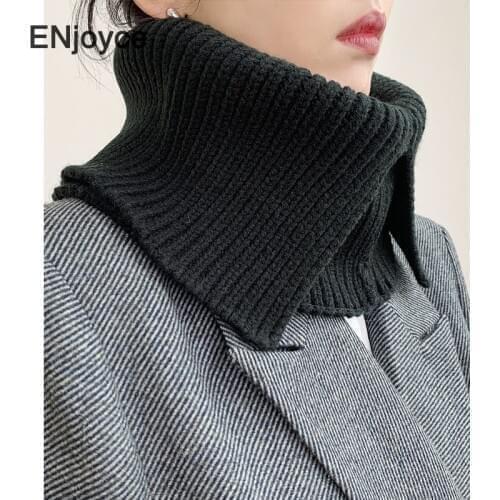 2020 New Winter Female Folden High Collar Wool Knit Shawl Scarf Women Thick Knitted Sweater Warm Shawl Pashmina Scarf Gift