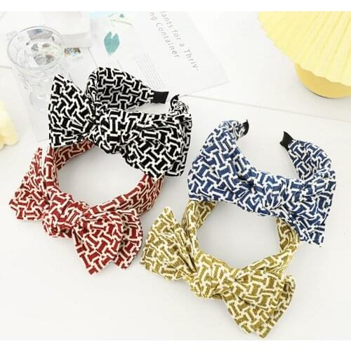 New Two-color Creative Alphabet Bowknot Ladies Hair Bands Exquisite Fabric Wide Brim Girls Hair Accessories