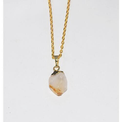 Raw Natural Yellow Crystal Quartz Necklace female 2019 Gold Chain Cap Irregular Adjustable citrines stone Pendant necklace femme
