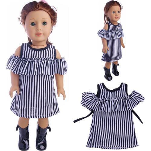 Black and white striped dress for 18inch doll ,43cm , Children best Birthday Gift