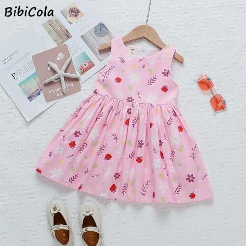 Girls Flowers Print Dresses New Fashion Baby Girl Summer Ruffles Costumes Kids Sweet Sleeveless Clothes Fancy Princess dress