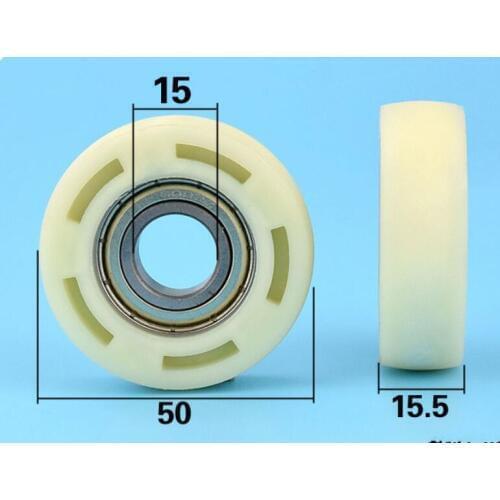 DuoWeiSi 15*50*15.5mm 6002zz bearing rolling pulley reinforced nylon wheel plastic coated mechanical bearing 219kg Inside 15mm