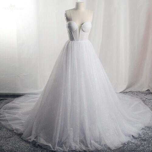 RSW1655 Real Pictures Bling Bling Glitters Plunging Sweetheart Neckline Boned Corset Sexy Wedding Dress 2020