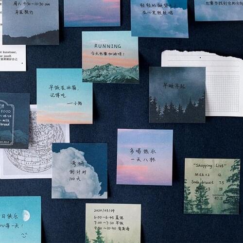 3Patterns/set Removable Memo Notes Creative Stationery Sticker Note Set Night Sky Forest Cloud Scenery Sticky Notes