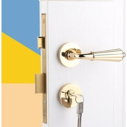 Modern fashion high quality pvd gold copper interior room door lock retro bronze black bedroom book room solid wooden door lock