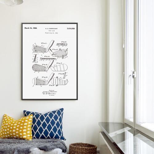 Modern Vintage Golf Club Mechanical Structure Canvas Painting Posters And Prints Art Picture Wall Living Room Home Decoration