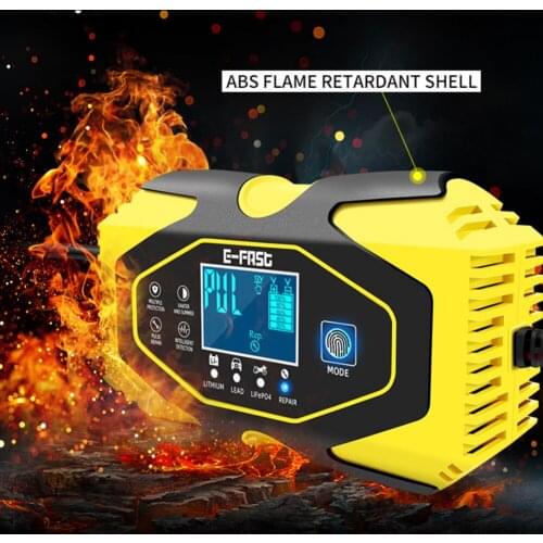 12V/24V Smart Car Battery Charger Touch LCD Boat Truck Battery Repair 7-Stage for lithium iron lead acid lithium battery