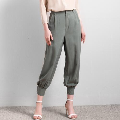 Women Pure Silk Pants 100% Mulberry Silk Plus Size Loose Casual Harem Pants M L Free Shipping