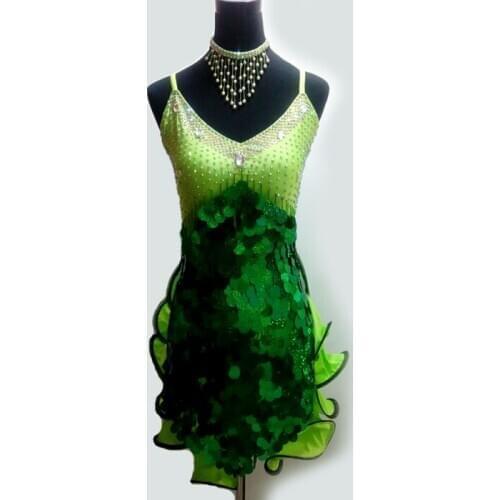 New style latin dance costume sexy sequins diamond latin dance dress for women latin dance competition dresses S-4XL