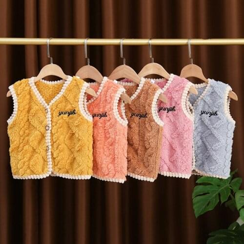 Childrens Girls Vest Autumn Winter Flannel Girls Vest Thickened Cardigan Diamond Lattice Kids Home Service Boys Girls Waistcoat