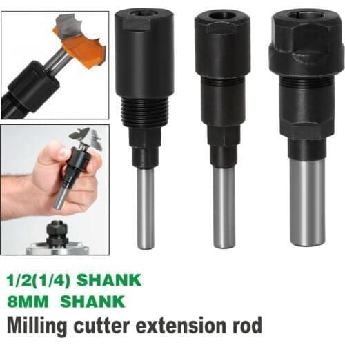 1/4" 8mm 1/2" Shank Router Bit Extension Rod Collet Engraving Machine Extension Milling Cutter for Wood Extension rod