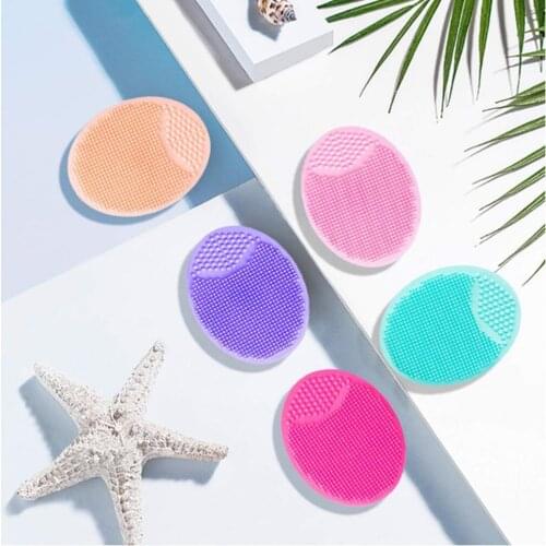 1pc Massage Cleaning Brush Soft Silicone Facial Cleaning Brush Infant Shampoo Brush Blackhead Cleaning Pad Random Color