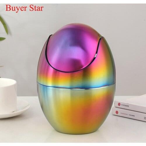1PC Mini Small Waste Bin Desktop Garbage Trash Can Stainless Steel Home Office Table Trash Can Swing with Lid Dustbin Basket