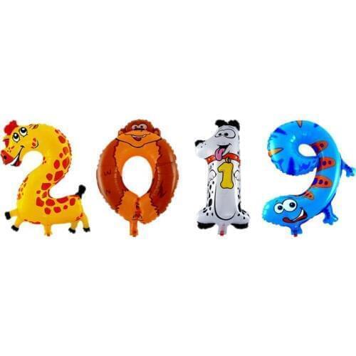 16inch Animals Number Foil Balloons Air Digit Baloon Birthday Party Decorations Kids Home Decor Ballons Event Party Supplies