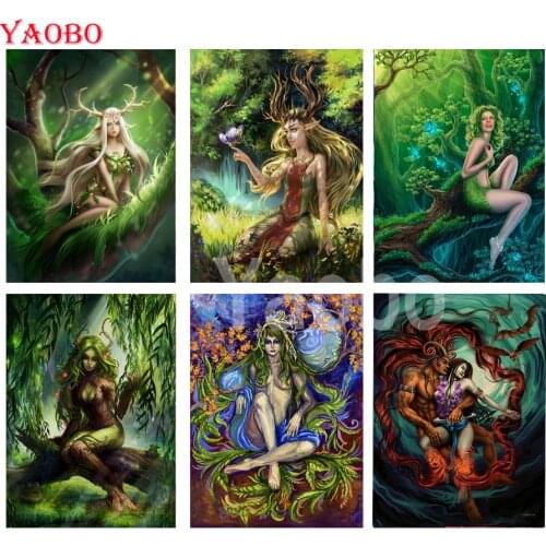5d DIY Diamond Painting Full Square Round Drill Fantasy Green Forest Elf 3D Embroidery Diamond Cross Stitch Rhinestone Decor