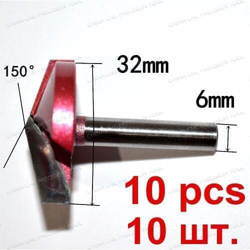6mm*32mm*150degrees-10PCS,Freeshipping CNC solid carbide 3D End Mill,tungsten steel woodworking insert router bit,wood tools