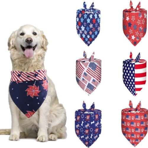 9 Styles Independence Day Dog Triangular Neckerchief Bib Bandana Pet Cat Collars Triangle Scarf for Puppies Pet Accessories