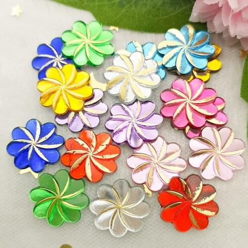 80pcs 15mm Flower design acrylic rhinestone Rhinestones for DIY Wedding decorate garment accessory